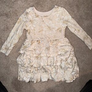 Little Sleepies - Gold Floral Pointsetta Dress - 2T